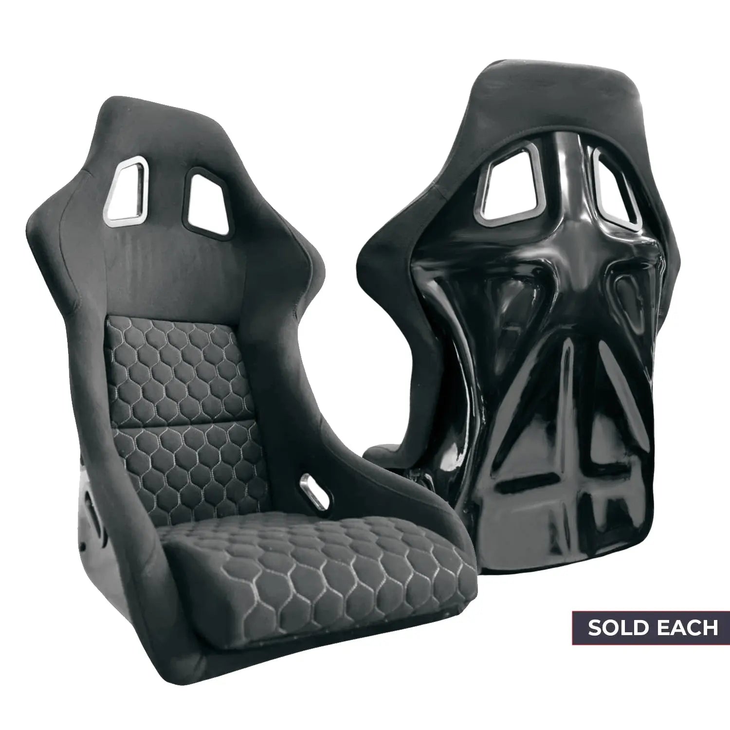 Universal Non-Reclinable Bucket Racing Seats With Gloss Black Frame (EACH) Max Motorsport