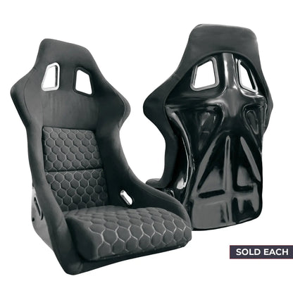 Universal Non-Reclinable Bucket Racing Seats With Gloss Black Frame (EACH) Max Motorsport