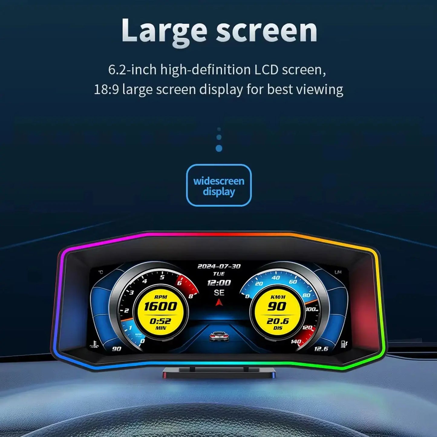 Universal OBD2 P6 Digital Heads-Up Instrument Display With Speedometer, Accelerometer & Data Reader Max Motorsport