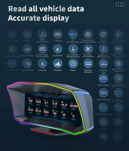 Universal OBD2 P6 Digital Heads-Up Instrument Display With Speedometer, Accelerometer & Data Reader Max Motorsport