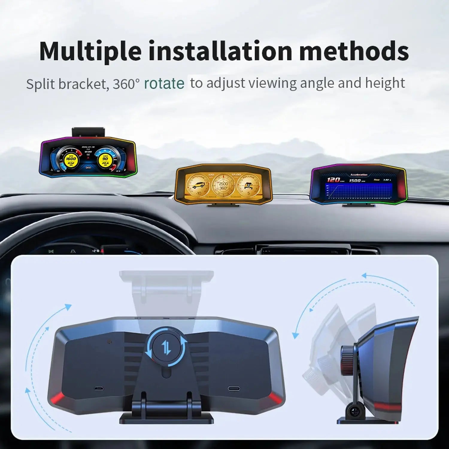 Universal OBD2 P6 Digital Heads-Up Instrument Display With Speedometer, Accelerometer & Data Reader Max Motorsport