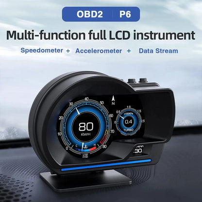 Universal OBD2 P6 Digital Heads-Up Instrument Display With Speedometer, Accelerometer & Data Reader Max Motorsport