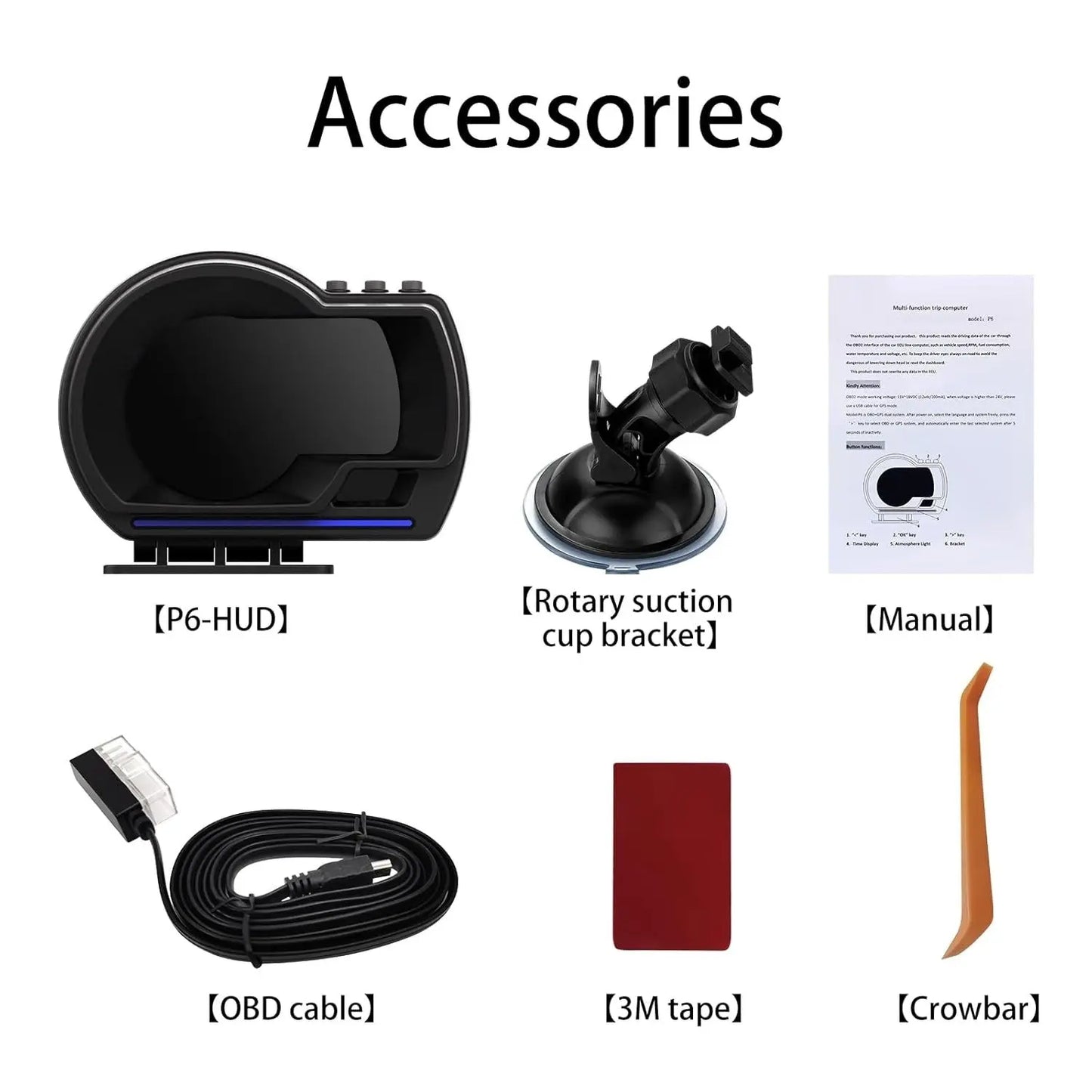 Universal OBD2 P6 Digital Heads-Up Instrument Display With Speedometer, Accelerometer & Data Reader Max Motorsport