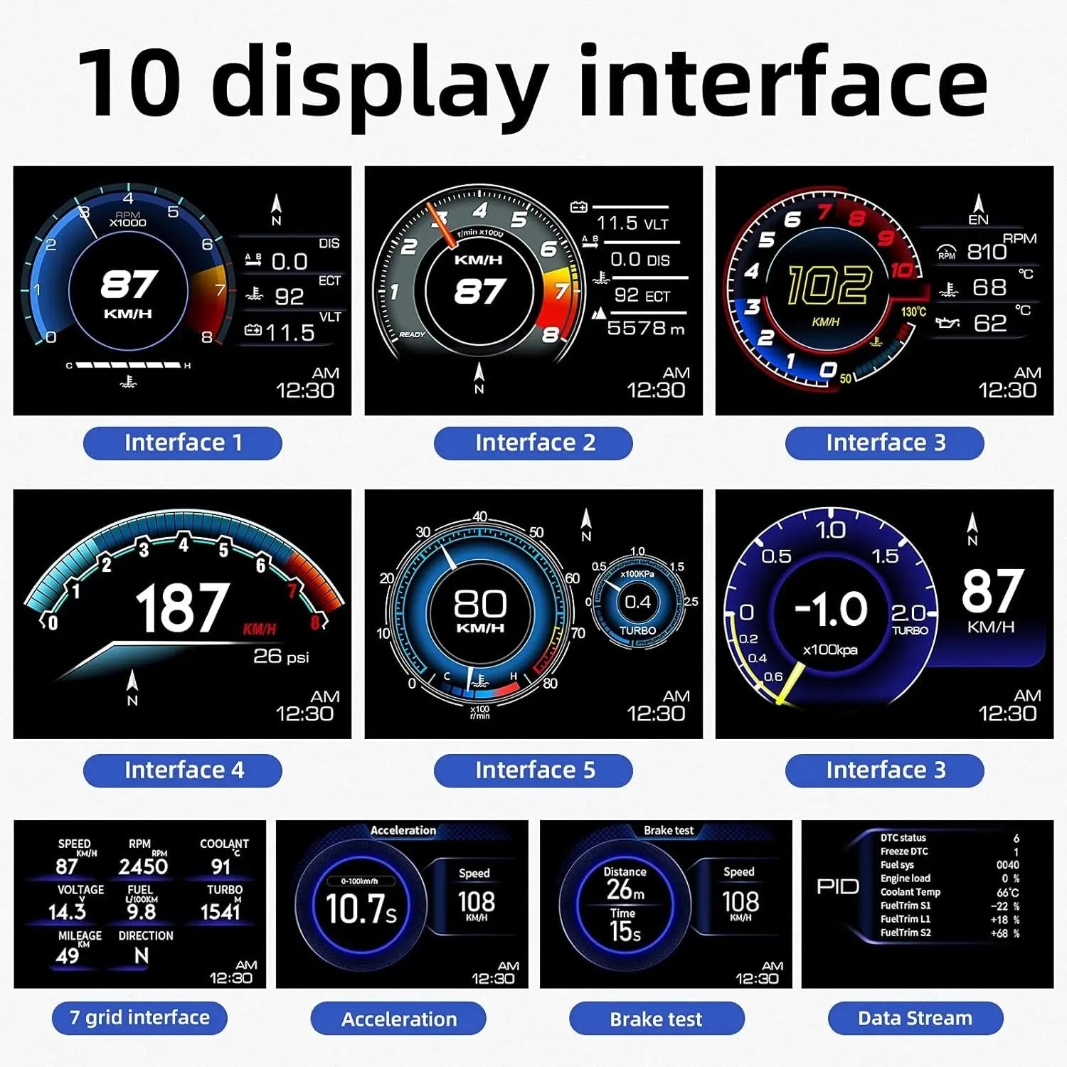 Universal OBD2 P6 Digital Heads-Up Instrument Display With Speedometer, Accelerometer & Data Reader Max Motorsport