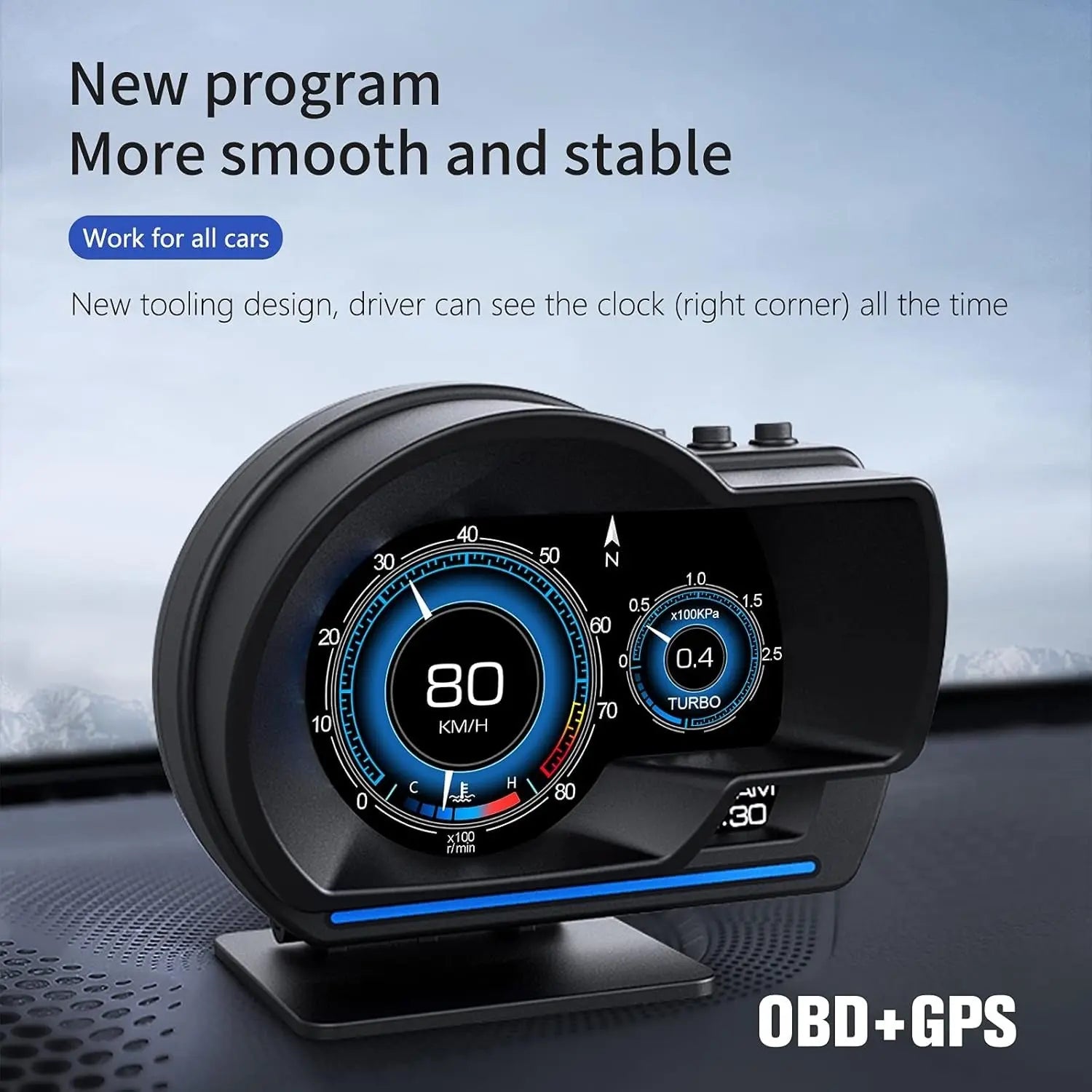 Universal OBD2 P6 Digital Heads-Up Instrument Display With Speedometer, Accelerometer & Data Reader Max Motorsport