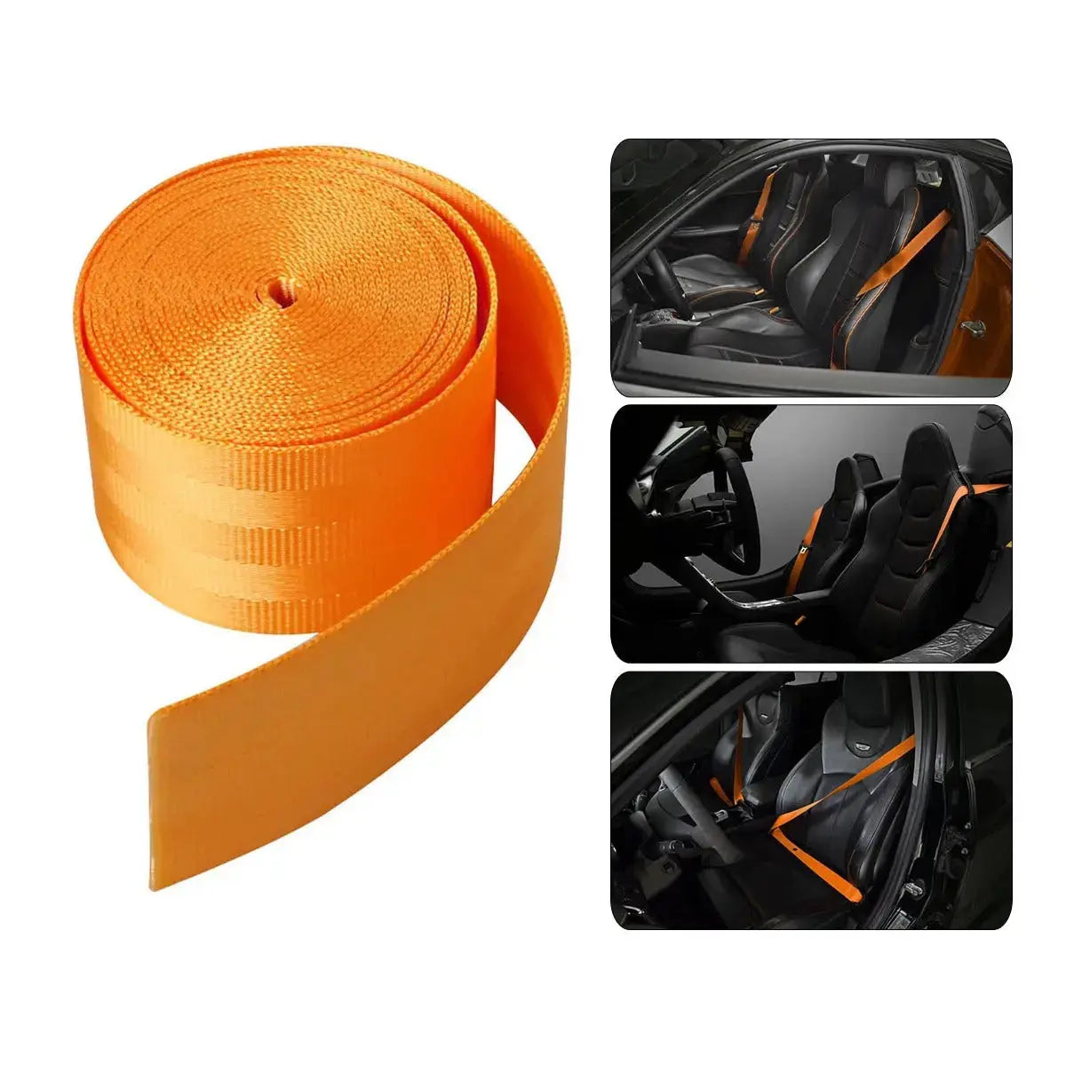 Universal Polyester Webbing Seat Belt Harness Strap - BM Performance Stripe Max Motorsport