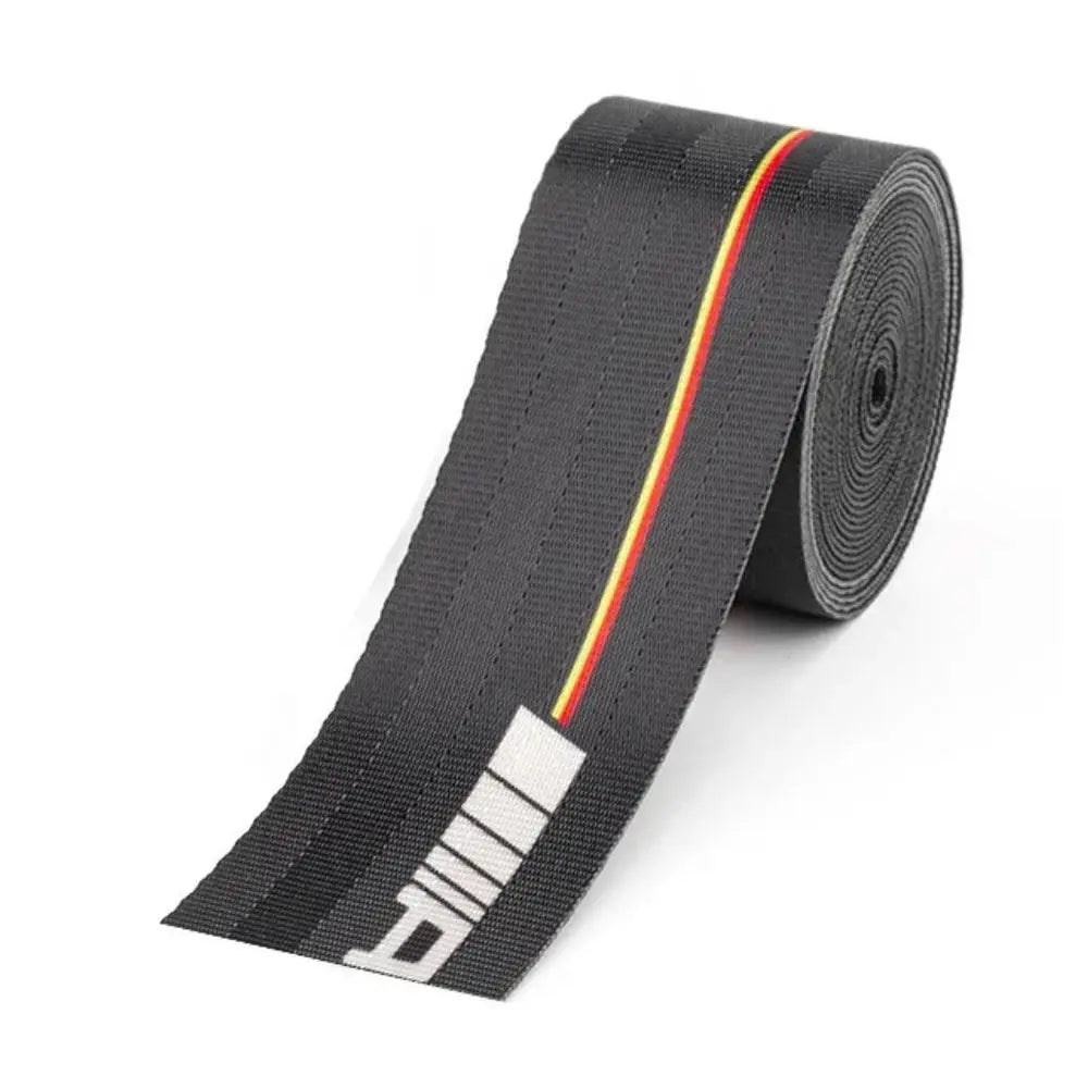 Universal Polyester Webbing Seat Belt Harness Strap - German Stripe With Logo Max Motorsport