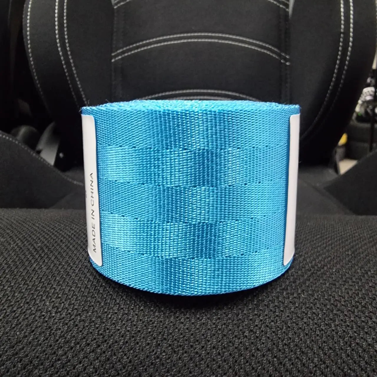 Universal Polyester Webbing Seat Belt Harness Strap - Light Blue Max Motorsport