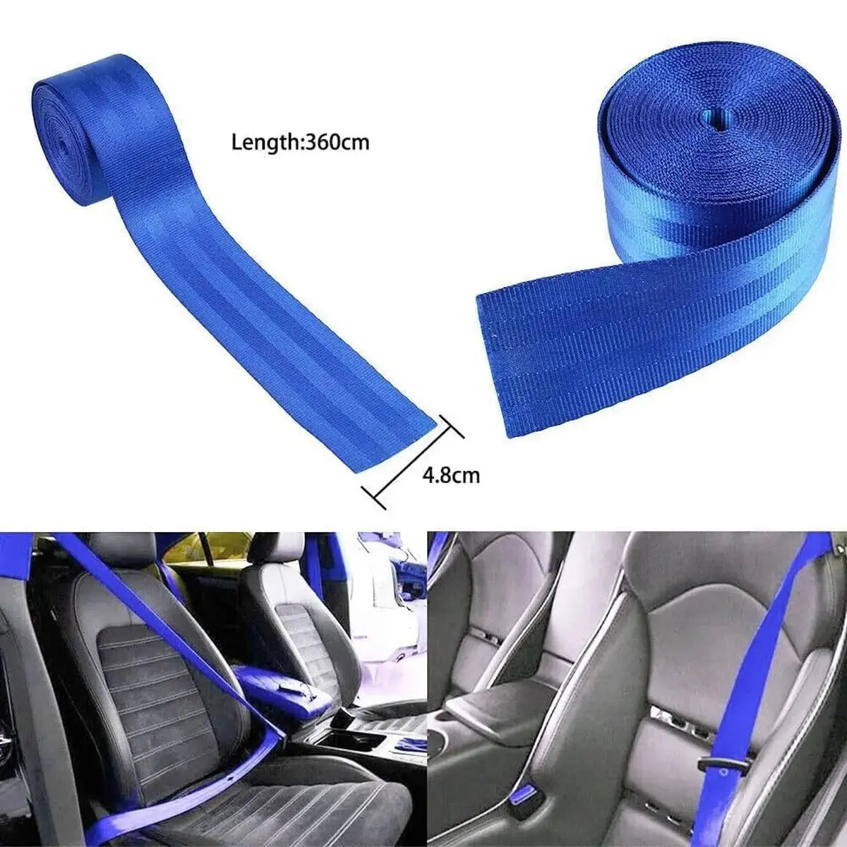 Universal Polyester Webbing Seat Belt Harness Strap - NeonOrange Max Motorsport