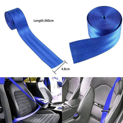 Universal Polyester Webbing Seat Belt Harness Strap - NeonOrange Max Motorsport