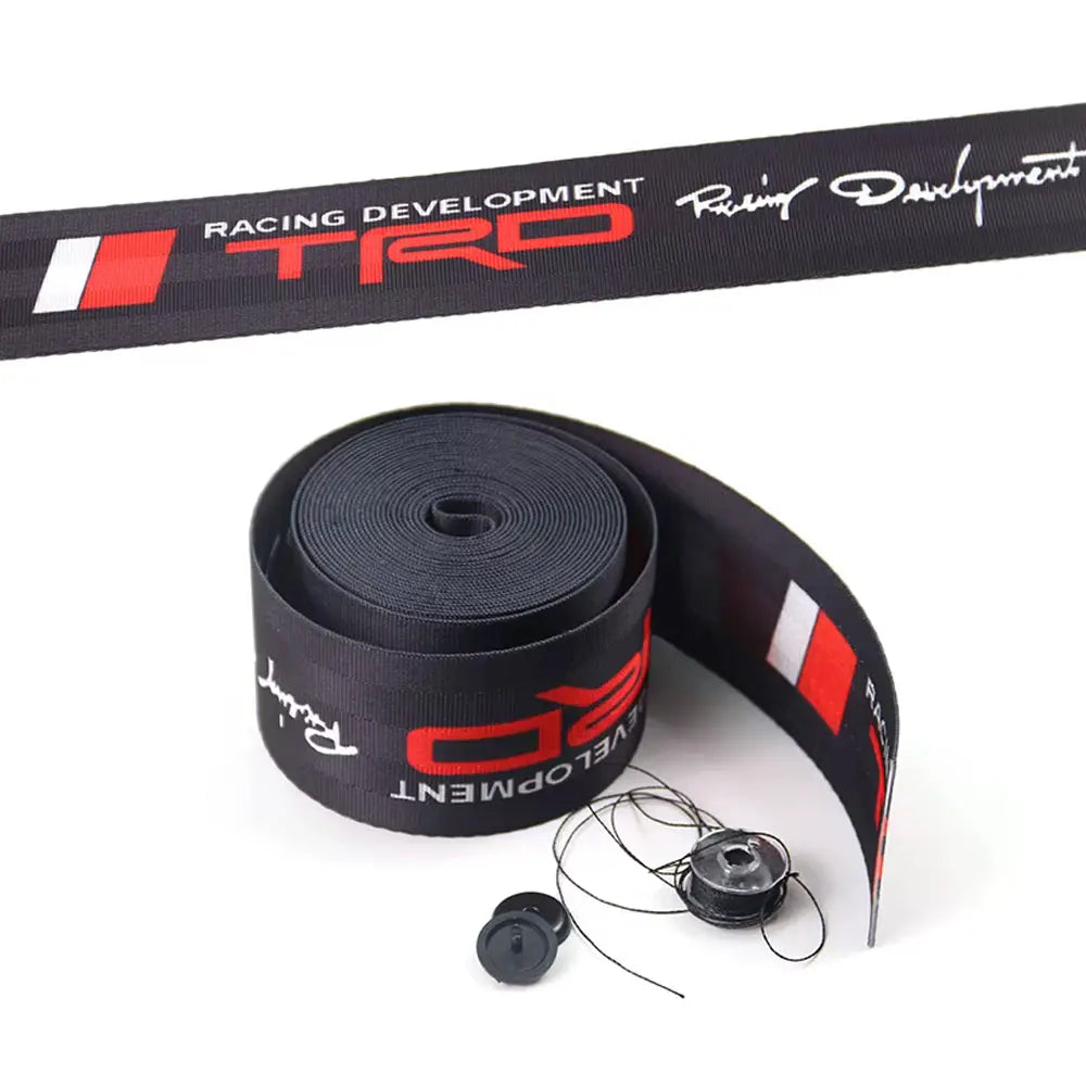 Universal Polyester Webbing Seat Belt Harness Strap - TRD (Black) Max Motorsport