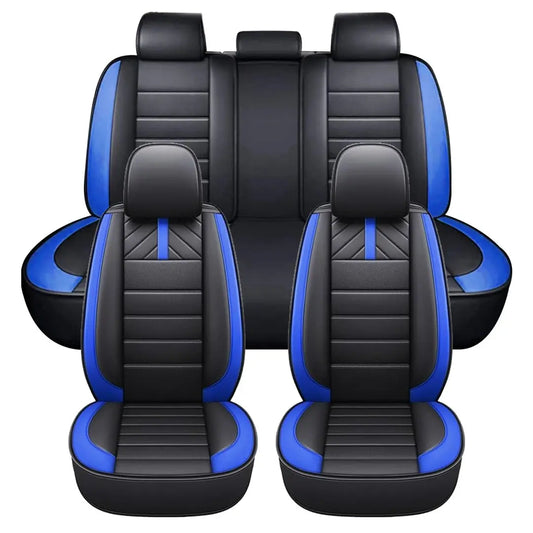 Universal Premium Luxury Car Seat Covers - Front & Rear Full Set (Black & Blue) Max Motorsport