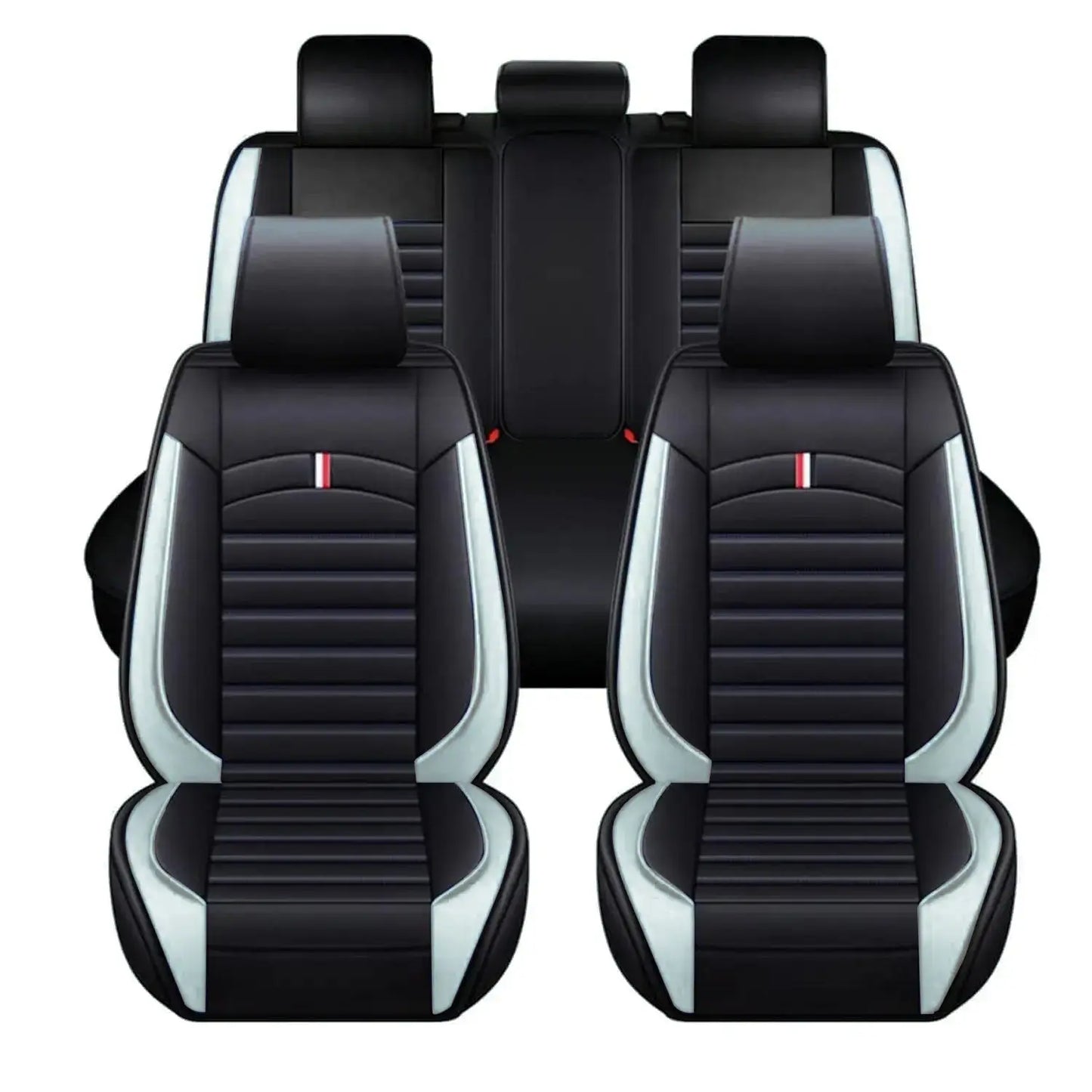 Universal Premium Luxury Car Seat Covers - Front & Rear Full Set (Black & White) Max Motorsport