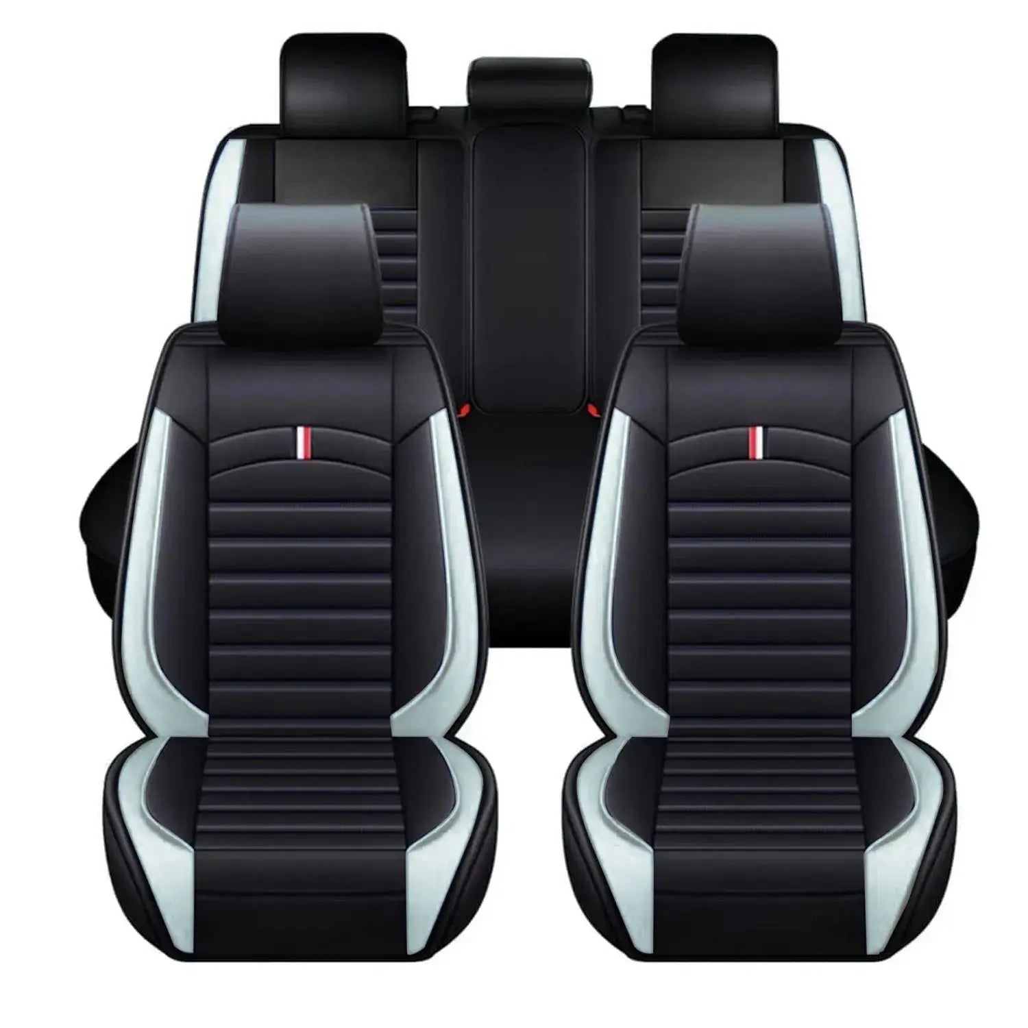 Universal Premium Luxury Car Seat Covers - Front & Rear Full Set (Black & White) Max Motorsport