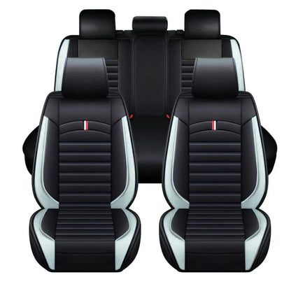 Universal Premium Luxury Car Seat Covers - Front & Rear Full Set (Black & White) Max Motorsport