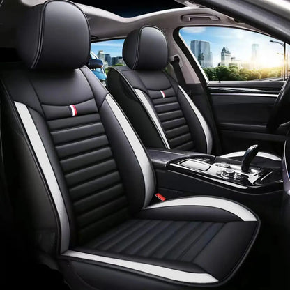 Universal Premium Luxury Car Seat Covers - Front & Rear Full Set (Black & White) Max Motorsport