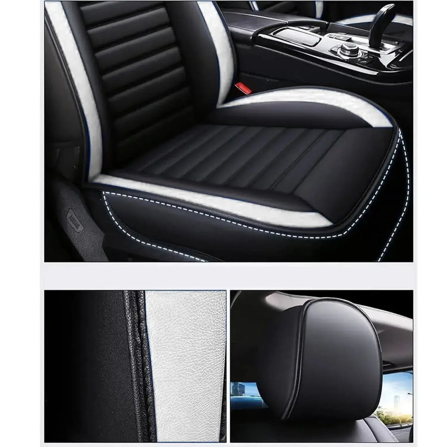 Universal Premium Luxury Car Seat Covers - Front & Rear Full Set (Black & White) Max Motorsport