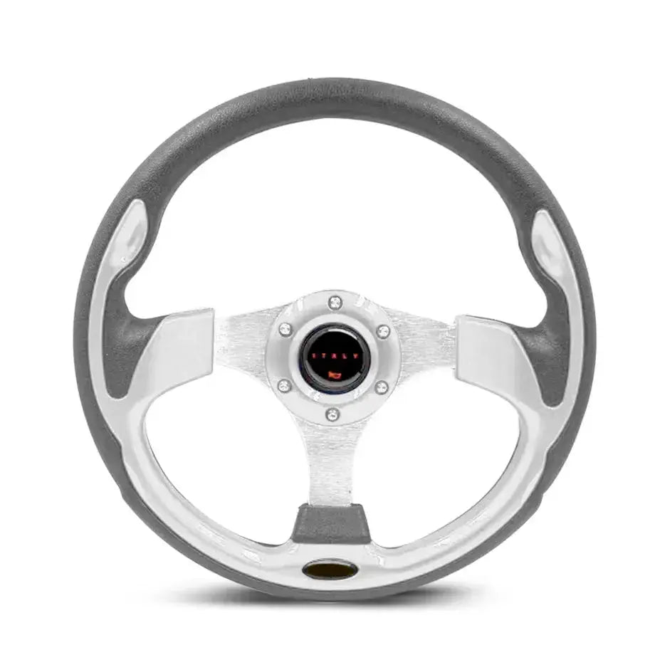 Universal Racing Style Steering Wheel - Silver Max Motorsport