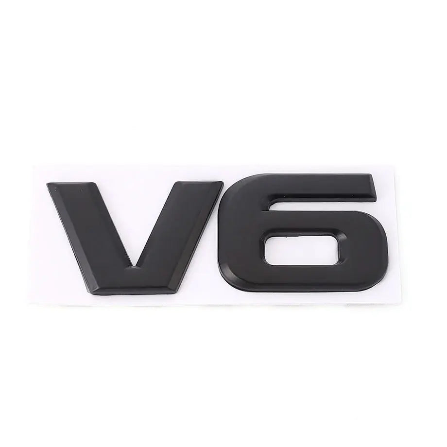 Universal V6 Matte Black Metal Badge Max Motorsport