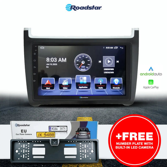 VW Polo 6 GTI / TSI (12-On) - 9 Inch Roadstar Android Multimedia Unit + FREE Number Plate Camera (Copy) Roadstar