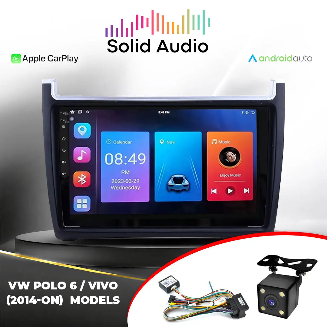 VW Polo 6 Vivo / TSI (14-On) - 9 Inch Solid Audio Android Entertainment & GPS System +FREE Reverse Camera Solid Audio