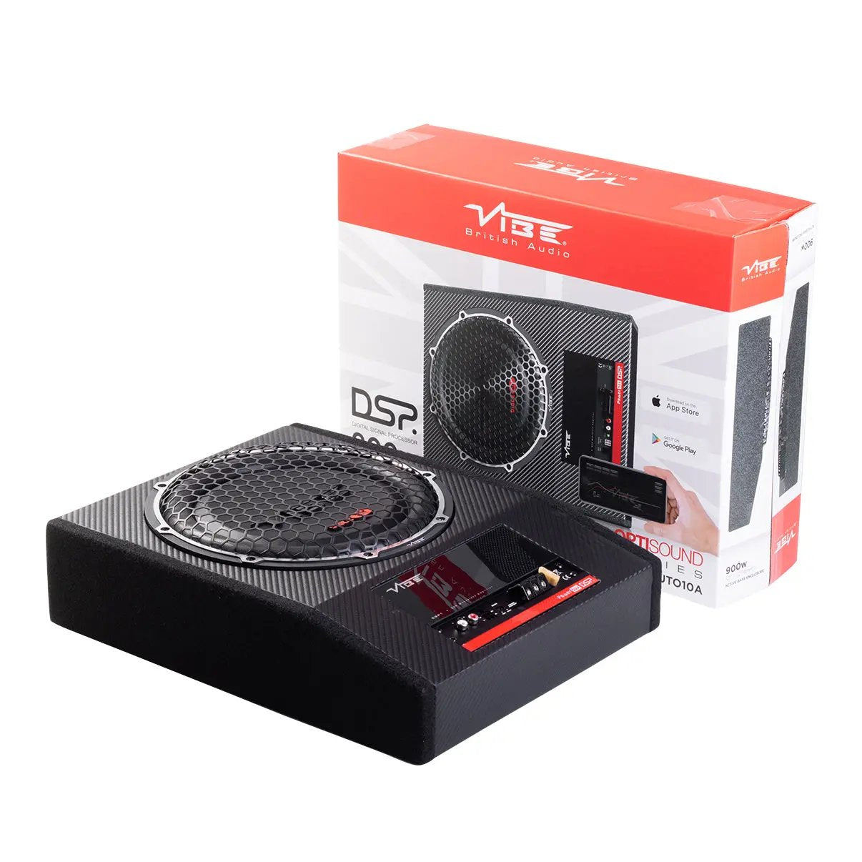 Vibe 10 Inch Optisound Series Slim Active Subwoofer With DSP Tuning - 900W VIBE AUDIO