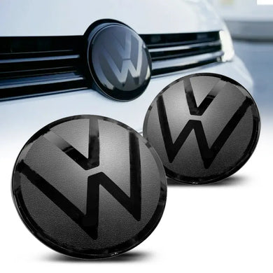 Suitable To Fit - VW Polo 6 / Vivo Smoked Black Stick On Emblem Badge (Pair) maxmotorsports