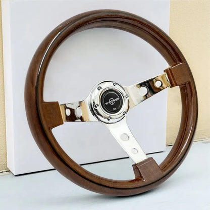 Wood Grain Look Drift Style Steering Wheel (350mm) Max Motorsport