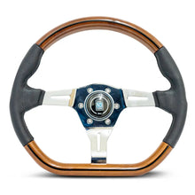 Load image into Gallery viewer, Wood Grain Look Flat Bottom Racing Style Steering Wheel (350mm) Max Motorsport
