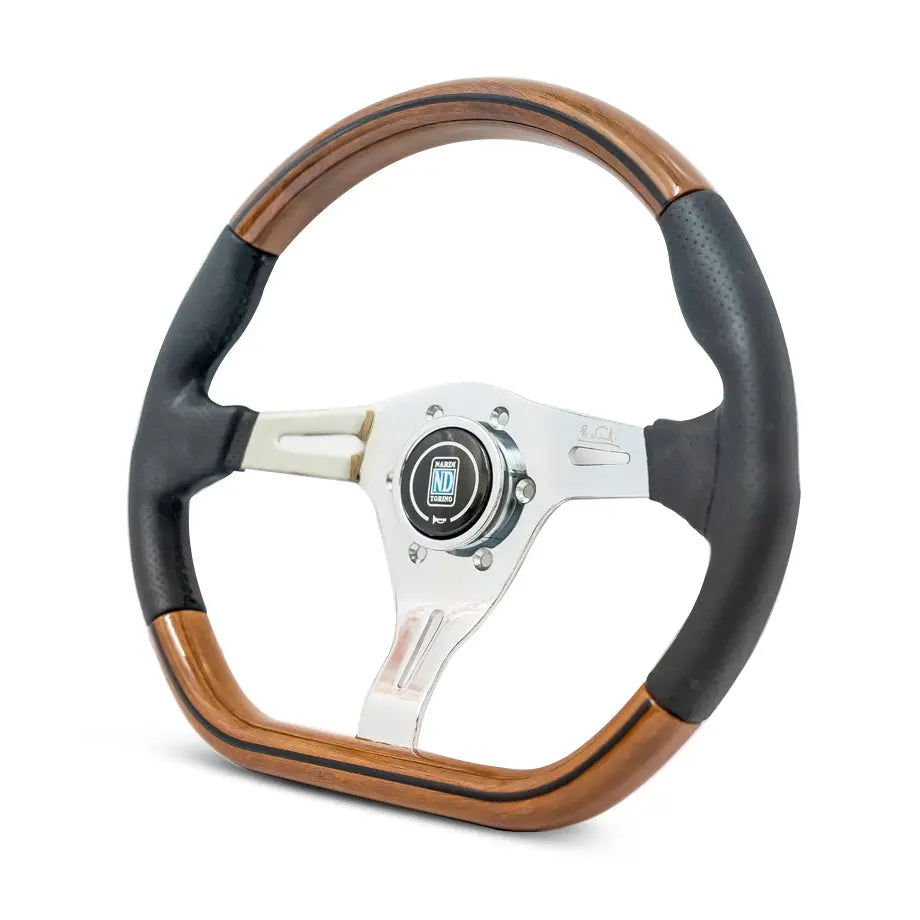 Wood Grain Look Flat Bottom Racing Style Steering Wheel (350mm) Max Motorsport