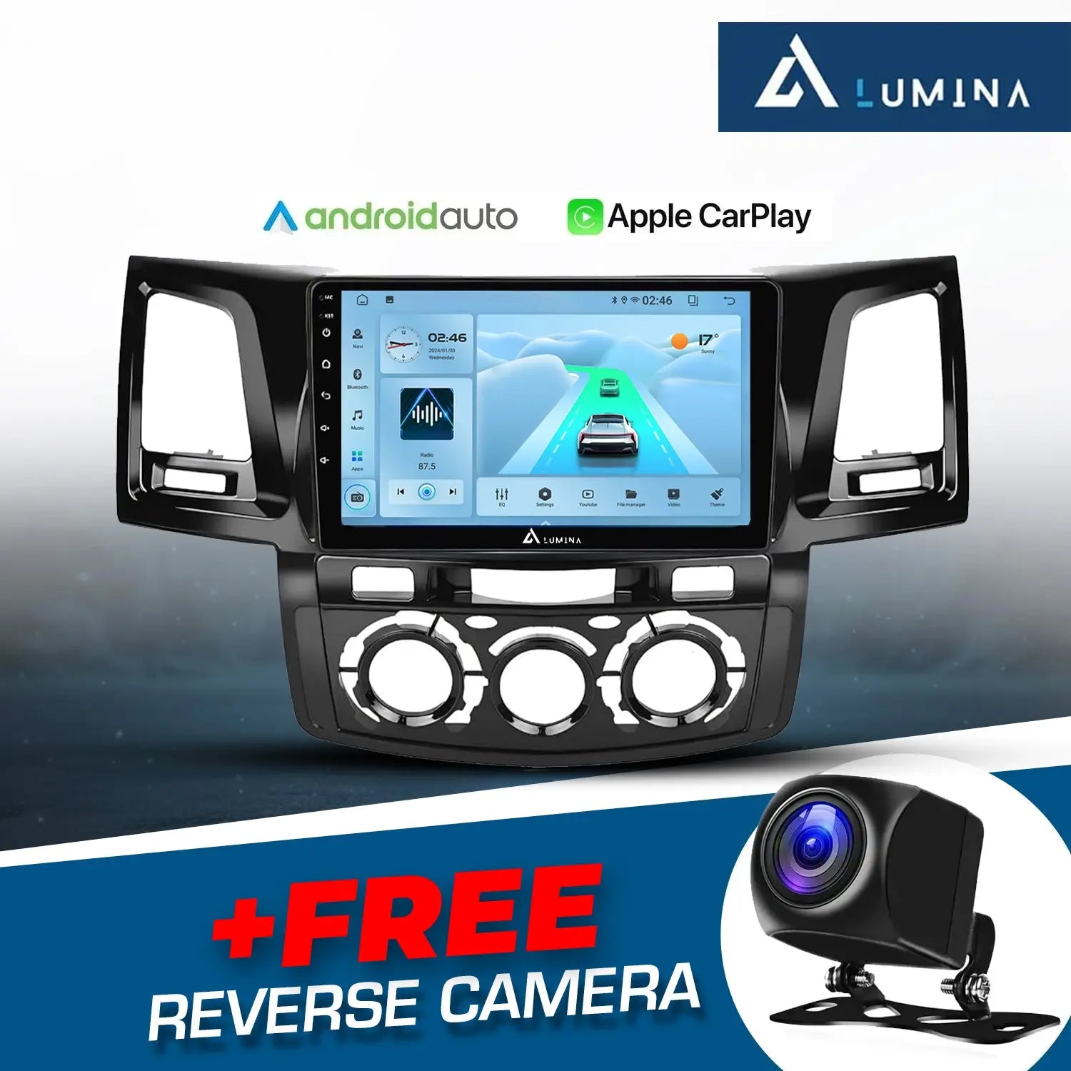 hilux - 9 Inch Lumina Android Entertainment & GPS System +FREE Reverse Camera LUMINA AUDIO