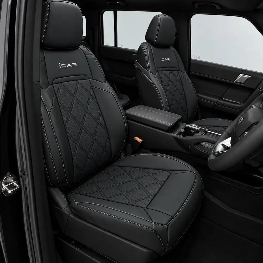 iCAUR 03T (25-On)  Premium Luxury Car Seat Covers - Front & Rear Full Set (Black) Max Motorsport