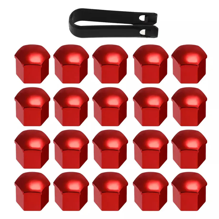 19mm - Plastic Wheel Nut Protective Covers (RED) maxmotorsports