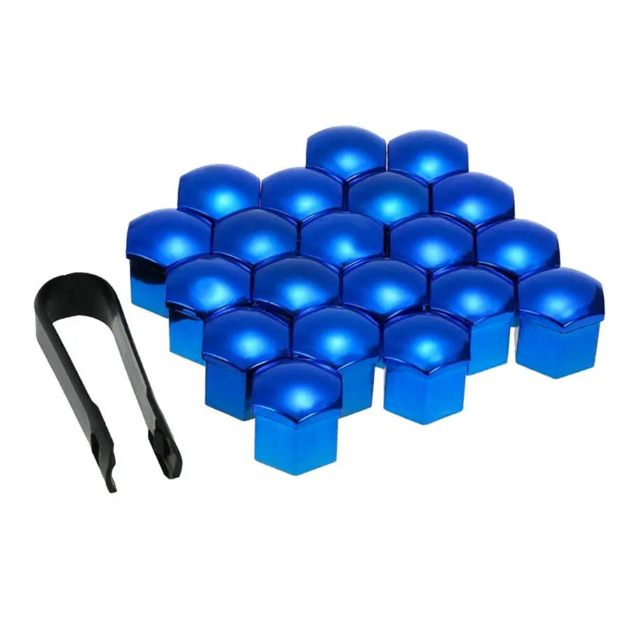 19mm-Plastic Protective Wheel Nut Covers ( Blue Chrome) maxmotorsports