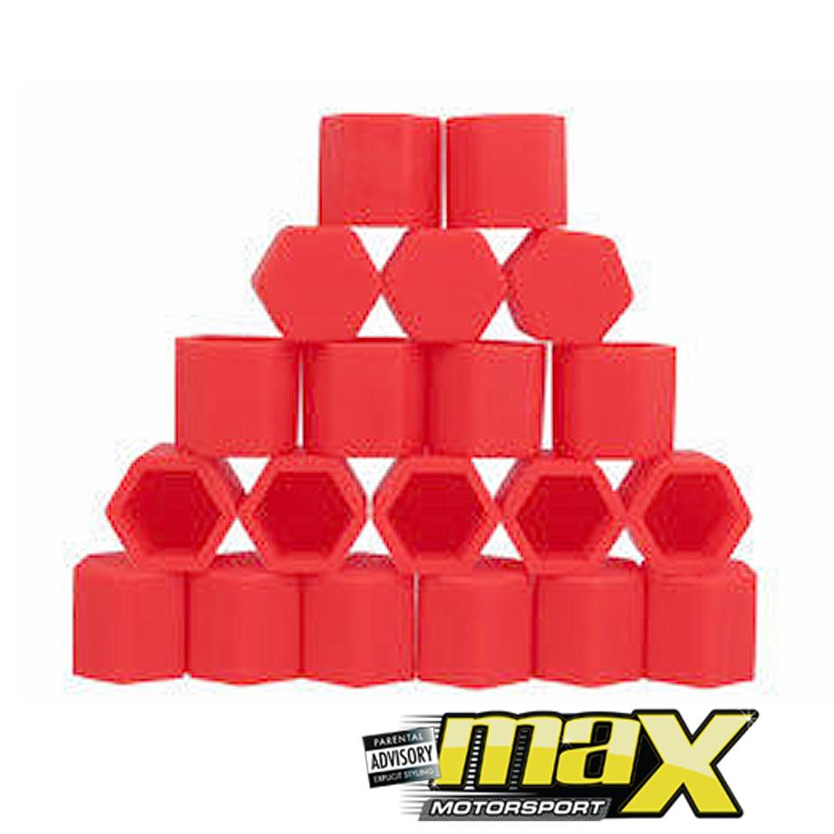19mm-Silicone Protective Wheel Nut Covers (Red) maxmotorsports