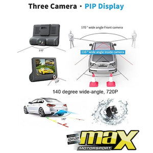 3-Way HD DVR Dash Cam maxmotorsports