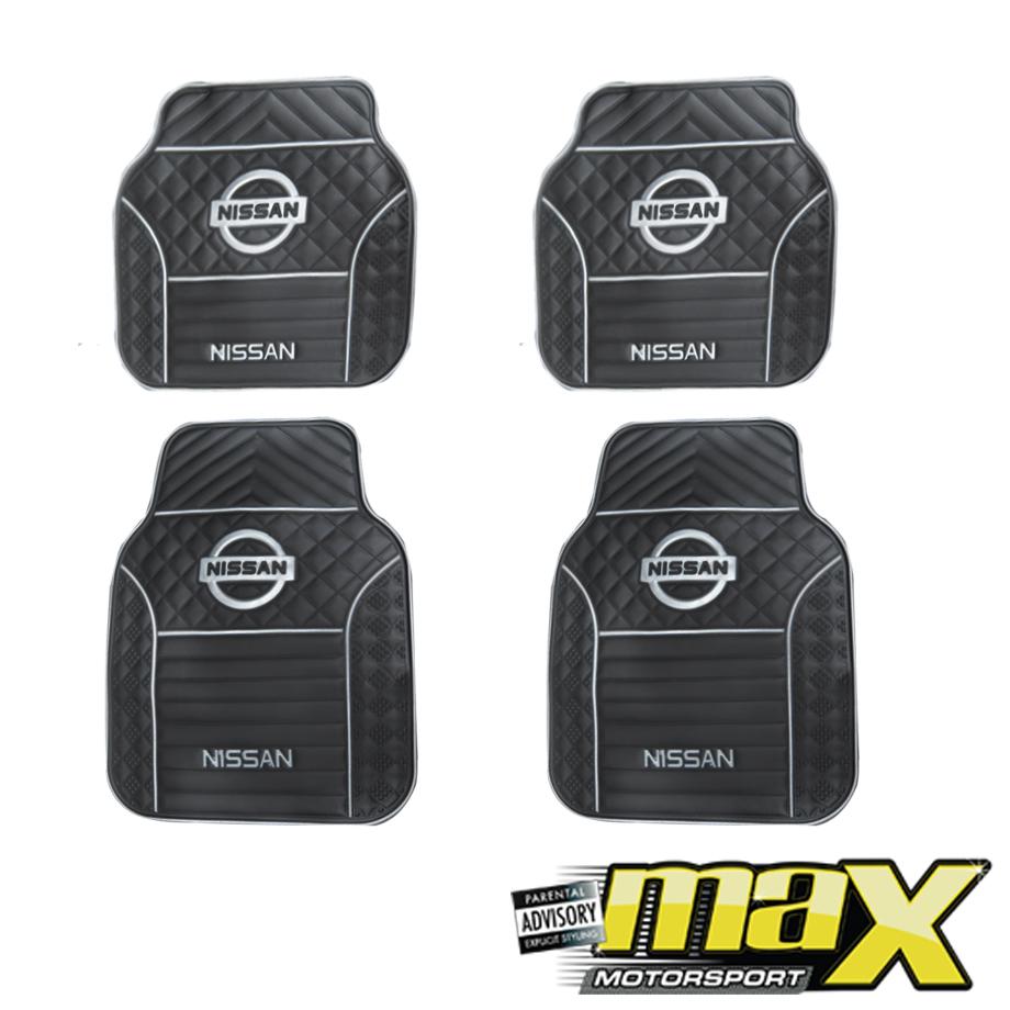 4-Piece Nissan Branded Rubber Car Mats (Grey) maxmotorsports