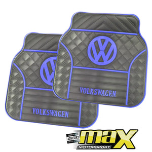 4 Piece VW Branded Rubber Car Mats (Blue) maxmotorsports