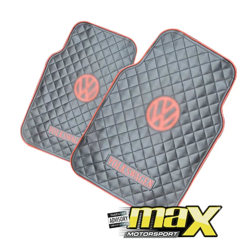 4-Piece VW Branded Rubber Car Mats (Red) maxmotorsports