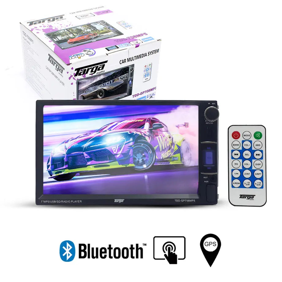 7 Inch - Targa MP5 Double Din Media Player With Bluetooth & GPS Targa