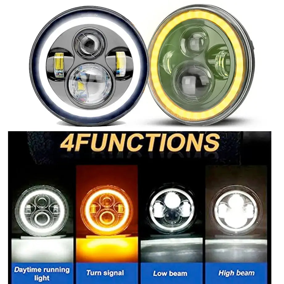 7 Inch Universal Jeep Style LED Headlight With Mounting Bracket Max Motorsport