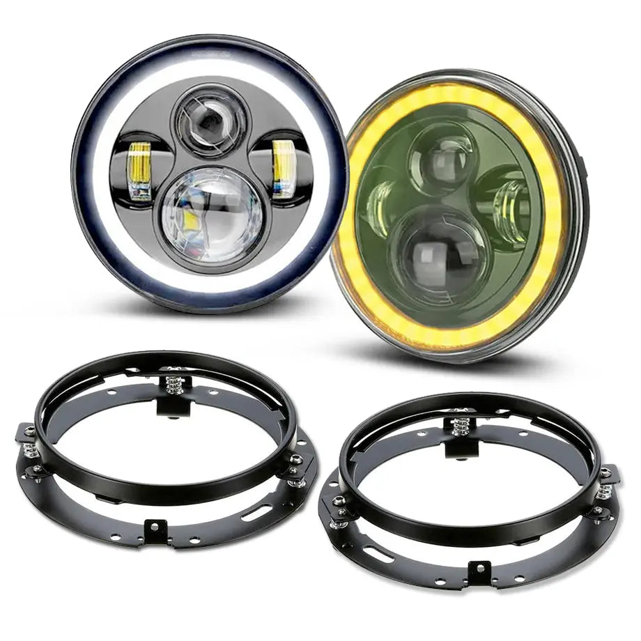 7 Inch Universal Jeep Style LED Headlight With Mounting Bracket Max Motorsport