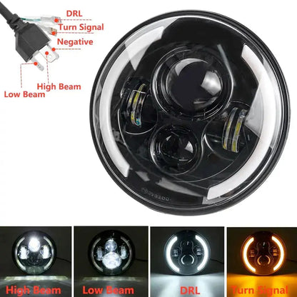 7 Inch Universal Jeep Style LED Headlights Plus Mounting Bracket (4-Piece) (Copy) Max Motorsport