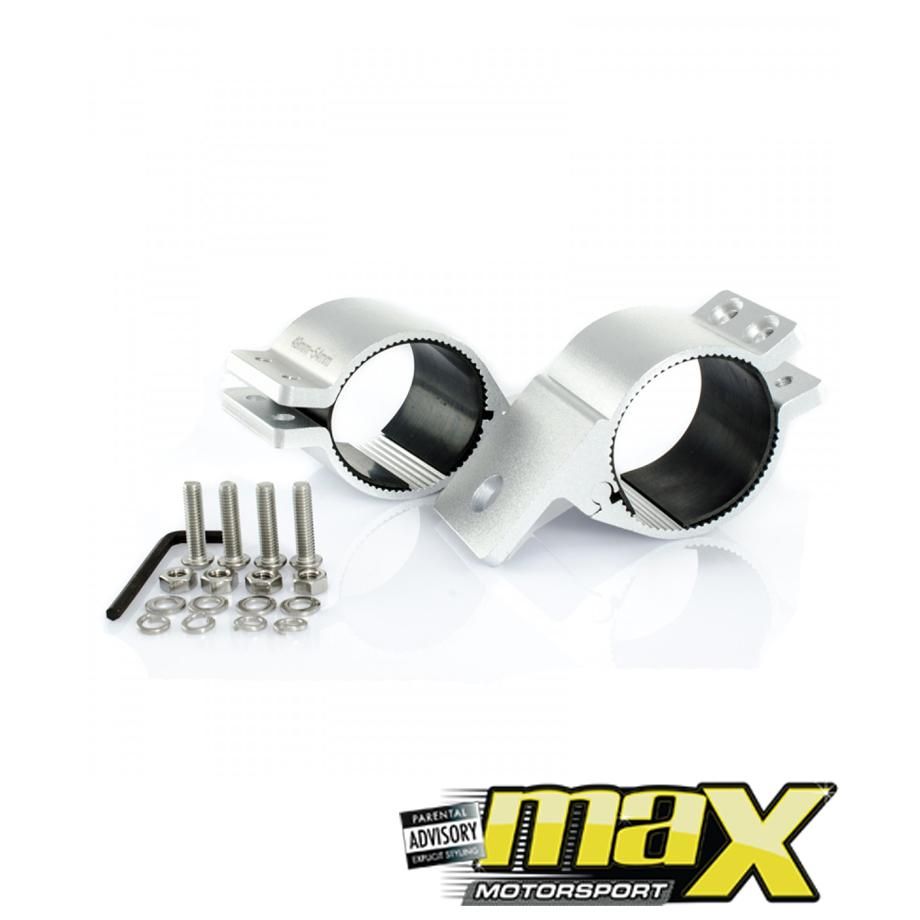 Aluminium 2.5-inch (66mm) Silver LED Bar Brackets maxmotorsports
