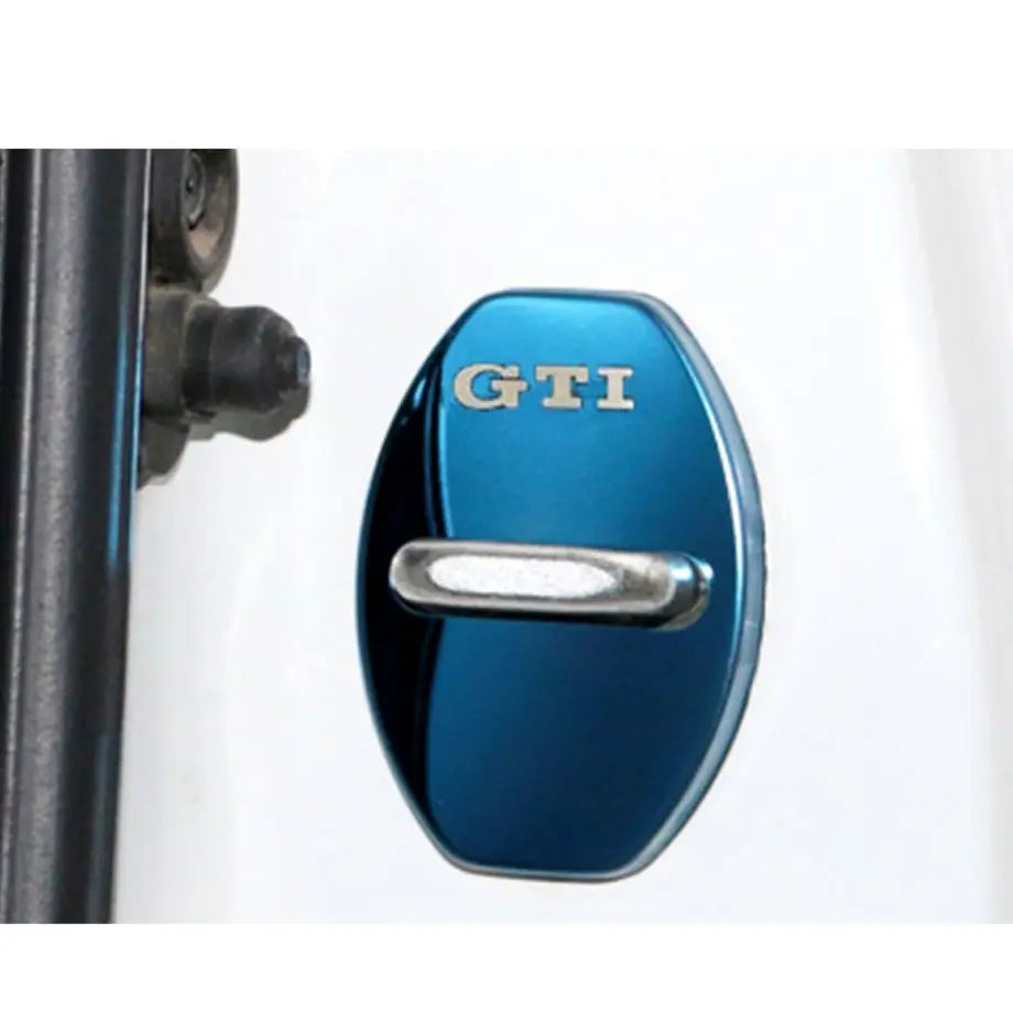 Aluminium Door Lock Covers - GTI (Blue) maxmotorsports