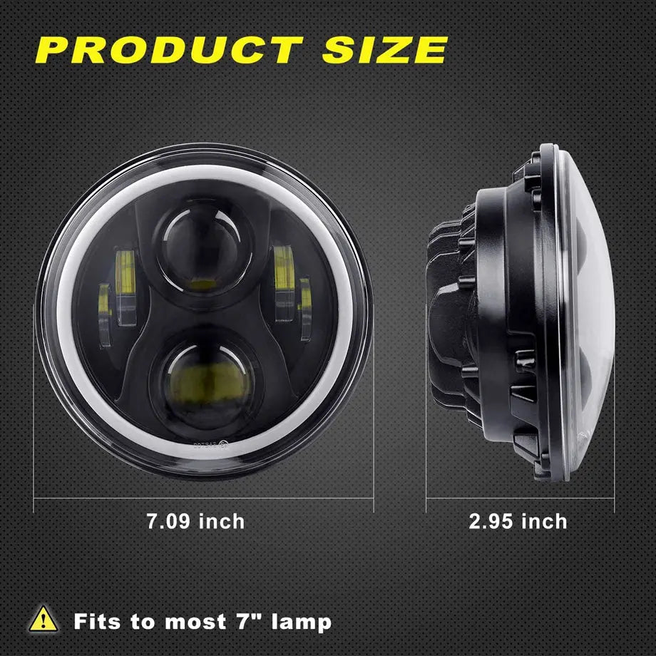App Control - Universal 7 Inch Jeep Style RGB Angel Eye Projector Headlight Max Motorsport