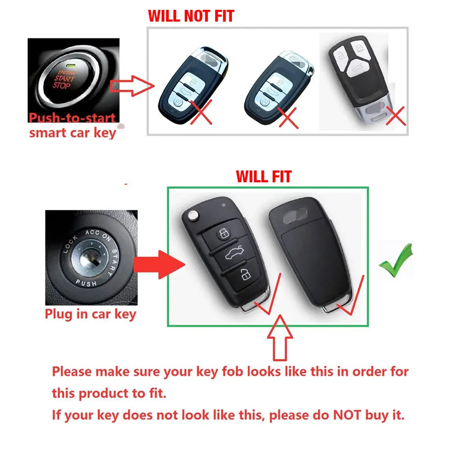 Audi 3-Button Carbon Look Key Case Cover With Key Ring Max Motorsport