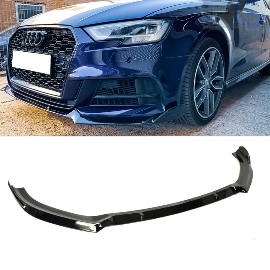 Audi A3 Hatch S-Line Gloss Black Front Lip Spoiler (18-On) maxmotorsports