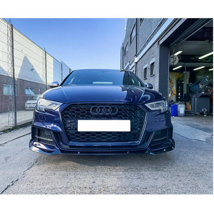 Audi A3 Hatch S-Line Gloss Black Front Lip Spoiler (18-On) maxmotorsports