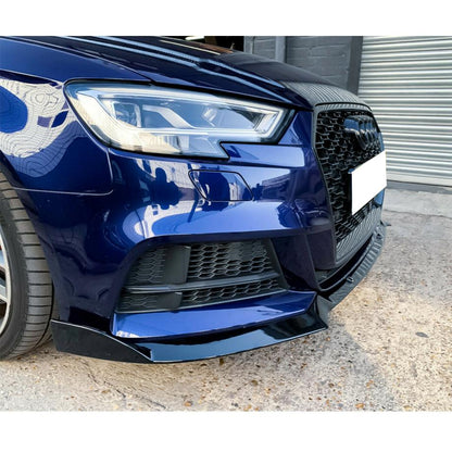 Audi A3 Hatch S-Line Gloss Black Front Lip Spoiler (18-On) maxmotorsports